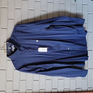 Express Men's Fitted button-up Navy shirt